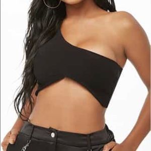 One shoulder black crop
